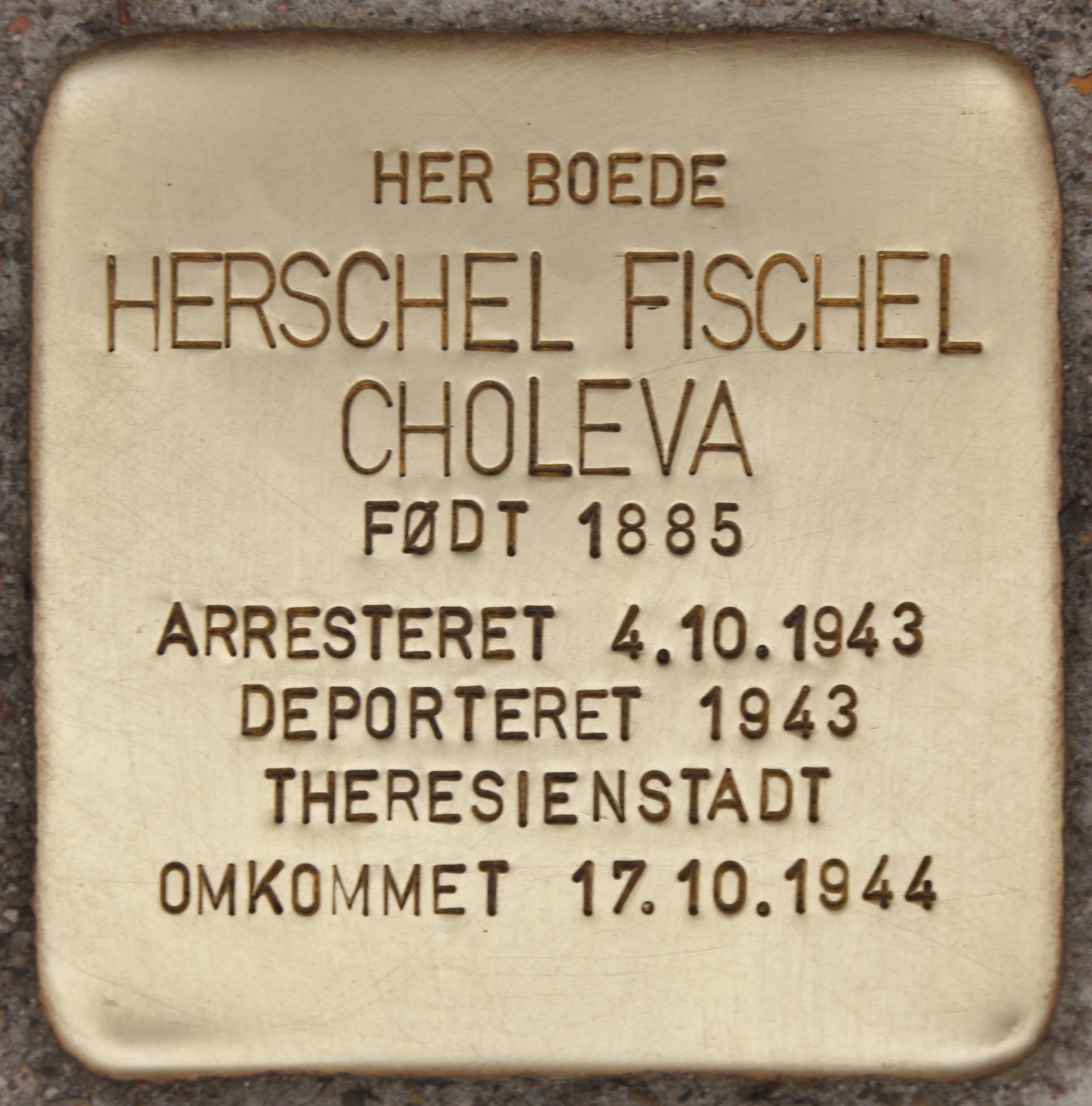 Stolperstein dedicated to Herschel Fischel Choleva