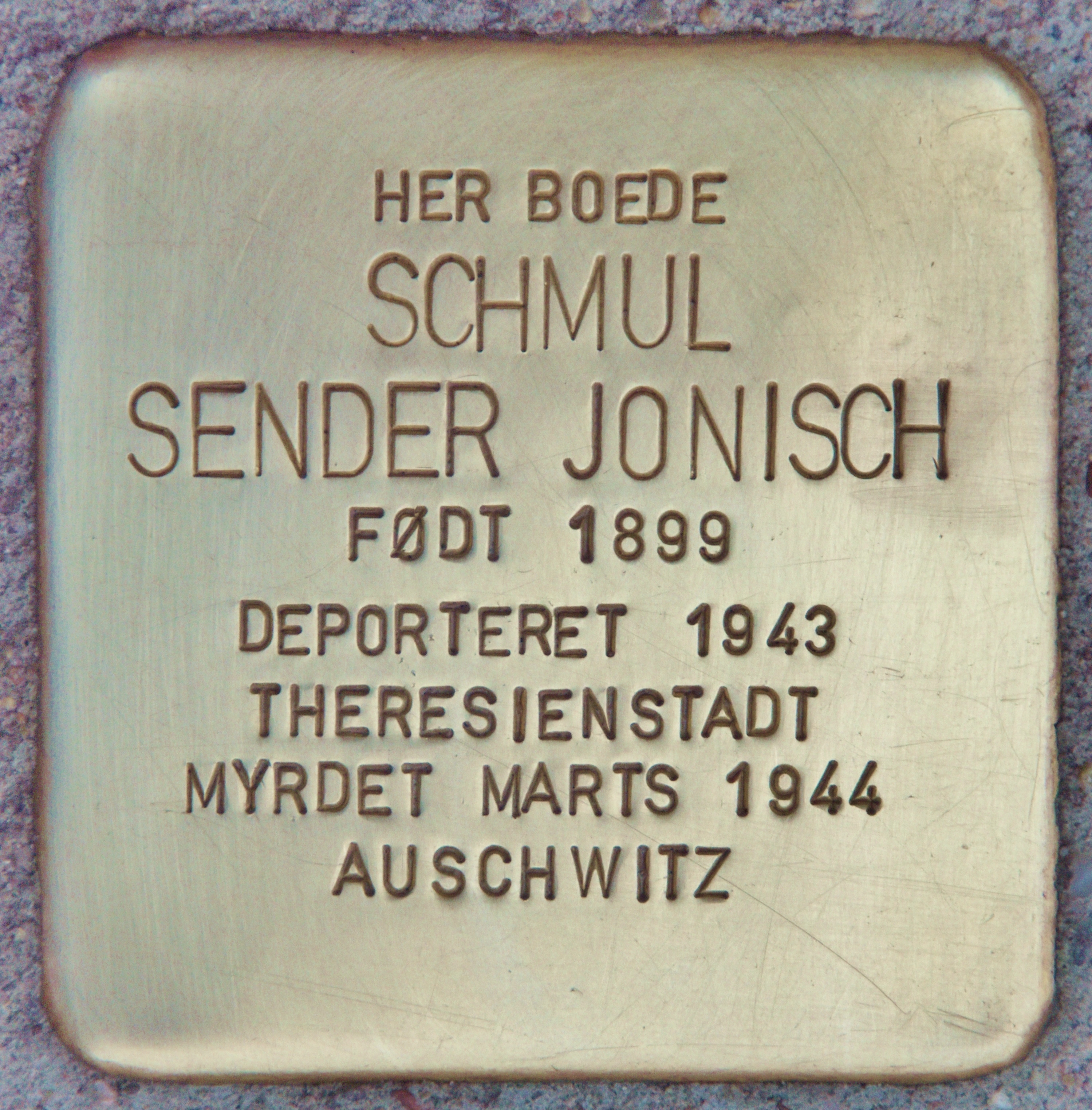 Stolperstein dedicated to Schmul Sender Jonisch